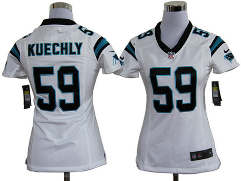 Nike Womens NFL Carolina Panthers 59 Boston College Kuechly White Game Jerseys